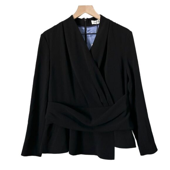 NEW The Fold Clever Crepe Belleville Long Sleeve Top in Black Size 12 - Picture 3 of 7